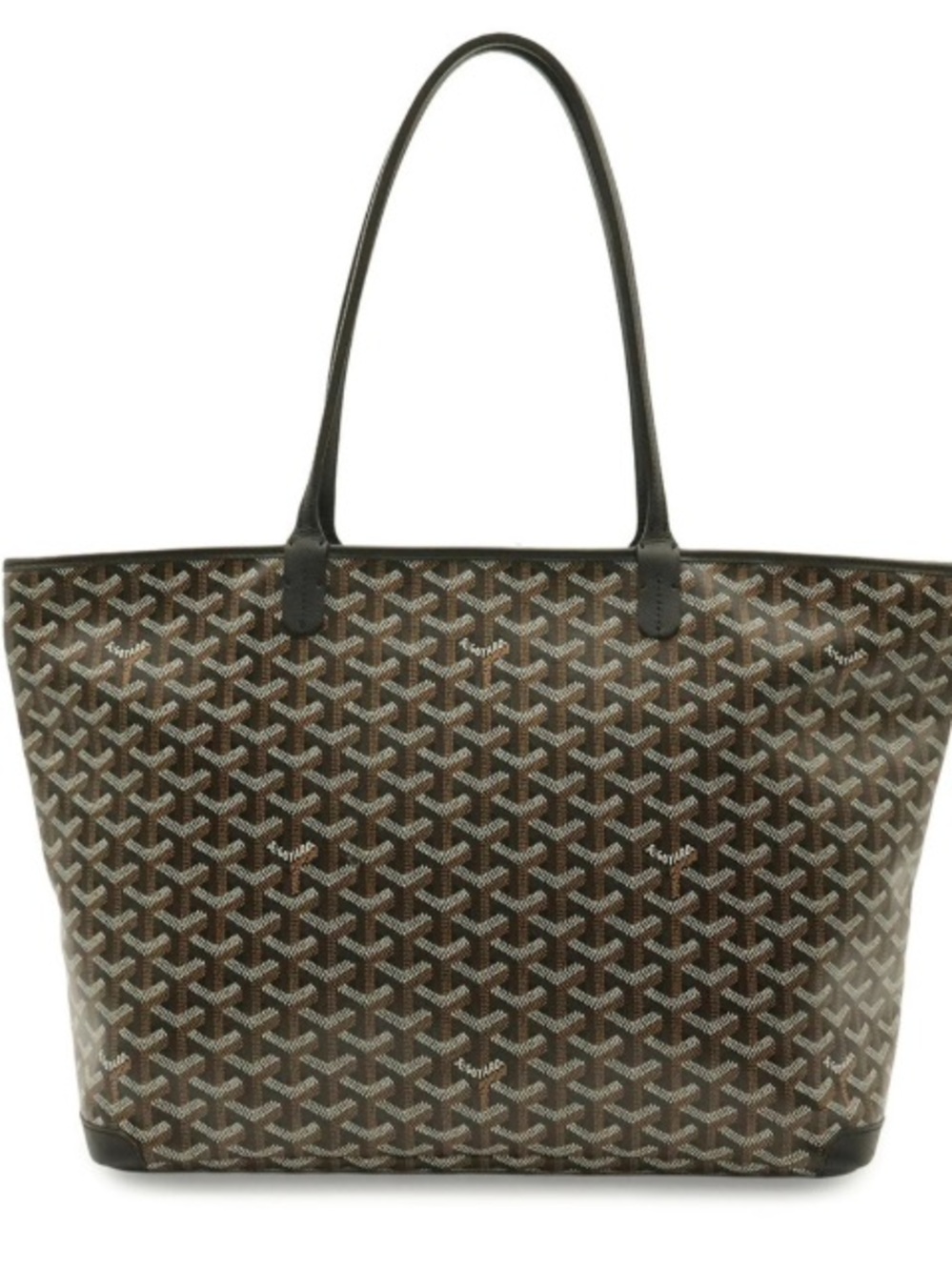 Goyard Brown Monogram Canvas Tote with Black Handles